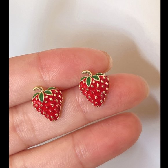 Cute strawberry ear studs